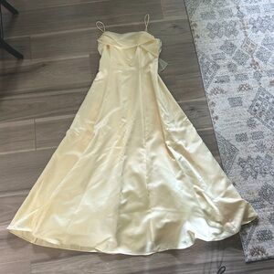 Elegant Yellow Satin Gown